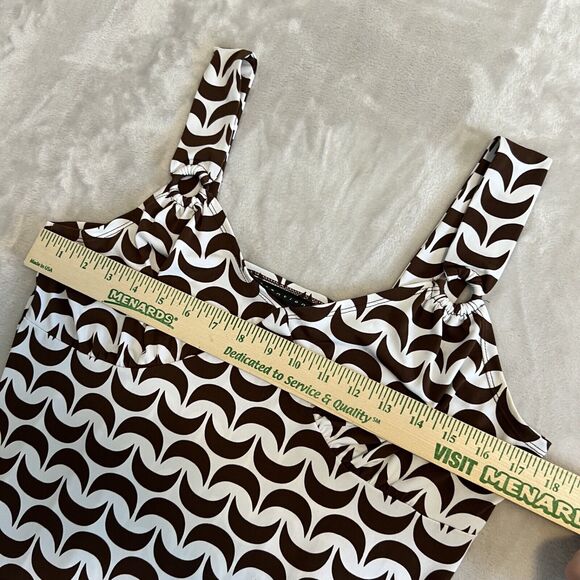 VTG Attention Top Womens Medium White Brown Crescent Moon Babydoll Y2K Retro - Picture 7 of 10